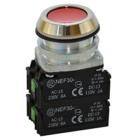 Przycisk sterowniczy kryty NEF30-K3XY, pod otwór Fi-30mm, styki 3NO+1NC, czerwony | W0-NEF30-K 3XY C Promet