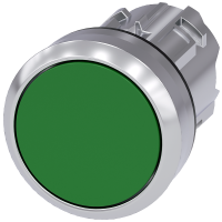 Przycisk płaski z samopowrotem, 22mm, okrągły, metal błyszczący, zielony, SIRIUS ACT | 3SU1050-0AB40-0AA0 Siemens