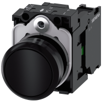 Przycisk 22mm, krągły, tworzywo, czarny, płaski, z samopowrotem, z uchwytem 1NO, SIRIUS ACT | 3SU1100-0AB10-1BA0 Siemens