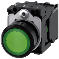Przycisk 3SU1, 22mm, okrągły, tworzywo, z samopowrotem, zielony, SIRIUS ACT | 3SU1102-0AB40-1BA0 Siemens
