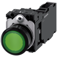 Przycisk 3SU1, 22mm, okrągły, tworzywo, przyciskowy, chwilowy, płaski zielony, SIRIUS ACT | 3SU1102-0AB40-1FA0 Siemens
