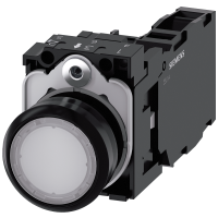 Przycisk 3SU1, 22mm, okrągły, tworzywo, przyciskowy, chwilowy, płaski biały, SIRIUS ACT | 3SU1102-0AB60-1FA0 Siemens