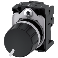 Potencjometr kompaktowy 22mm, okrągły, plastikowy, czarny, 4,7K Ohm, przyłącze śrubowe SIRIUS ACT | 3SU1200-2PR10-1AA0 Siemens