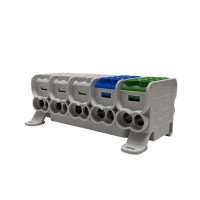 Blok dystrybucyjny,rozdzielczy HLAK 25 5P 2xAl/Cu 25mm²+16mm²1000VAC/1500VDC szary,niebieski,zielon | MAG5253ABG Morek