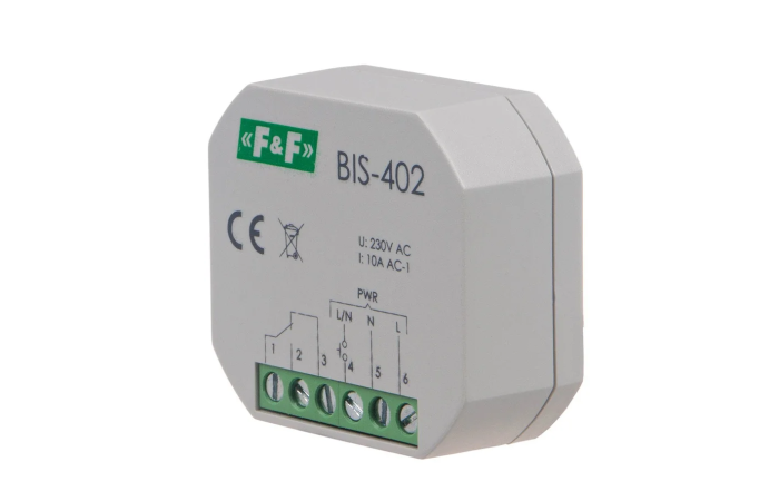Przekaźnik bistabilny p/t BIS-402 1×NO/NC 230VAC/10A | BIS-402 F&F