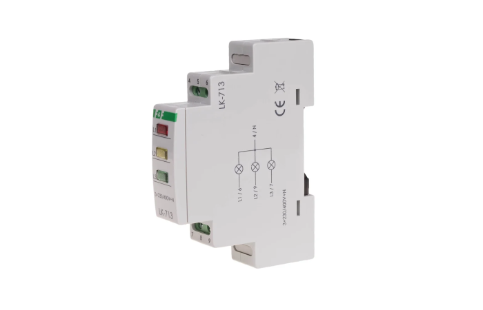 Lampka kontrolna zasilania trójfazowa LK-713K 3×230V+N żółta-czerwona-zielona | LK-713K F&F