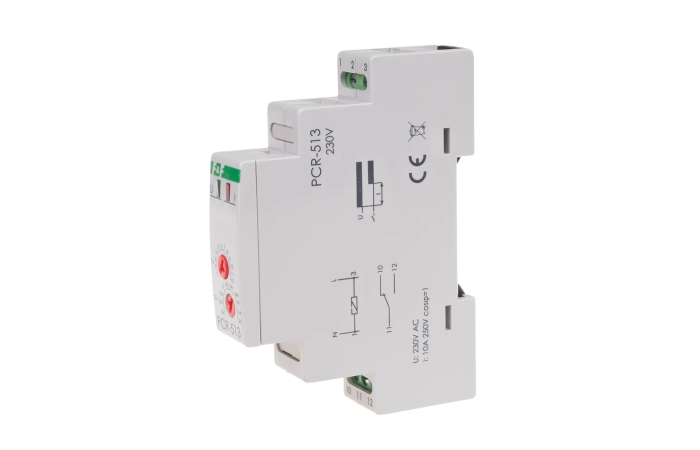 Przekaźnik czasowy rewersyjny PCR-513 styki 1NO/NC 230V AC na szynę DIN | PCR-513 F&F