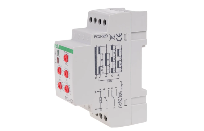Przekaźnik czasowy PCU-520 styk 2xNO/NC 230V AC naszynę DIN | PCU-520 F&F