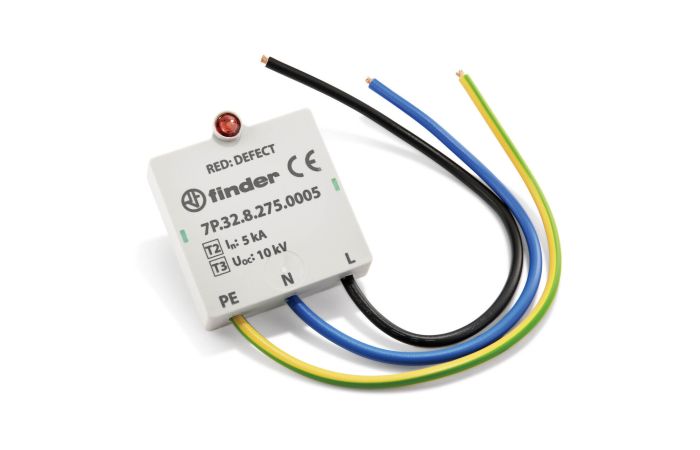 Ogranicznik przepięć SPD Typ 3 (warystor + iskiernik). Max 275V AC, napięciowy poziom ochrony 1.65/1 | 7P.32.8.275.0005 Finder