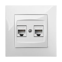 Gniazdo p/t komputerowe podwójne 2xRJ45 CAT 5e B/R, IP20, białe, Carla | 1749-10 Elektro-Plast Nasielsk