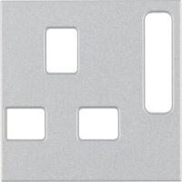 Płytka czołowa do gniazda z uziem. standard brytyjski, alu mat, B.Kwadrat/S.1/B.7 | 3313071404 Hager