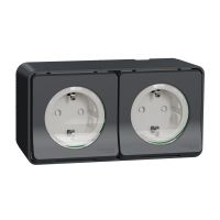 Gniazdo podwójne 2P+PE Schuko, antracyt, Mureva | MUR36029 Schneider Electric