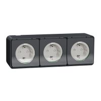 Gniazdo potrójne 2P+PE Schuko, antracyt, Mureva | MUR36038 Schneider Electric