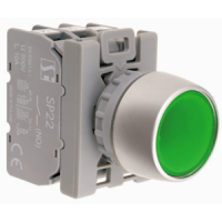 Przycisk sterowniczy kryty pierścień niklowany 1 zw.1 rozw. podśw.zielony | SP22-KLZ-11-LED-UNI\AC/DC Spamel