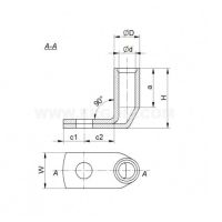 Końcówki kablowe aluminiowe kątowe typu KD90A 120/12 przekrój: 120mm2, otwór pod śrubę M12 (50szt) | E12KA-01015102700 Ergom