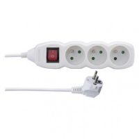 Przedłużacz 3m, 3 gniazda, z wyłącznikiem, biały, PVC, 1mm2 | P1313 Emos