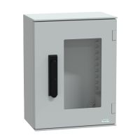 Obudowa ścienna monoblok poliestrowy IP66 430x330x200 mm zamek 3pkt, drzwi przeszklone, Thalassa | NSYPLM43TVG Schneider Electric