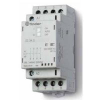 Stycznik modułowy 4 zwierne 25A, wskaźnik zadziałania + LED 24VAC/DC, styk AgSnO2 | 22.34.0.024.4320 Finder