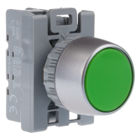 Przycisk sterowniczy kryty, pierścień niklowany, styki 1NO, zielony | SP22-KZ-10\. Spamel