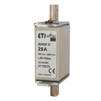 Wkładka bezpiecznikowa (topikowa) NH000 25A gBat 80V DC Magazyny energii | 004110076 Eti