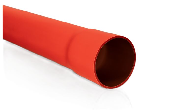 Rura osłonowa sztywna z kielichem ROS-M 160/8,0 750N,RHDPE, gładka, czerwona (6m/35szt) SRS | 10676 TT Plast