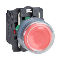 Przycisk z samoczynnym powrotem,okapturzony,NC,czerwony | XB5AP42 Schneider Electric