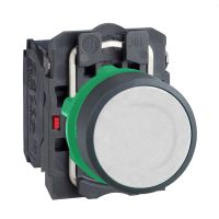 Przycisk płaski, powrót sprężynowy, 1no+1nc, biały, kompletny, nieoznakowany, Fi 22 Harmony XB5 | XB5AA15 Schneider Electric