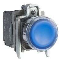 Przycisk podświetlany niebieski kryty Fi 22mm z samopowrotem 220-240V 1NO+1NC Harmony XB4 | XB4BW36M5 Schneider Electric