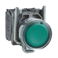 Przycisk podświetlany zielony kryty Fi 22mm z samopowrotem 1NO+1NC Harmony XB4 | XB4BW3365 Schneider Electric