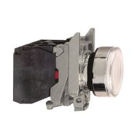Przycisk płaski biały podświetlany bez żarówki, 250V AC/ DC, 1 N/O + 1n/c Harmony XB4 | XB4BW3165 Schneider Electric