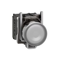 Przycisk podświetlany biały kryty Fi 22mm z samopowrotem 220-240V 1NO+1NC Harmony XB4 | XB4BW31M5 Schneider Electric