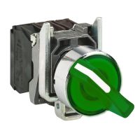 Przełącznik 2-pozycyjny zielony LED 110-120V metalowy stabilny 1NO + 1NC Harmony XB4 | XB4BK123G5 Schneider Electric