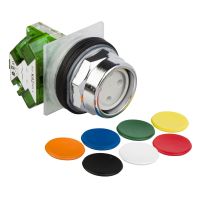 Przycisk wpuszczony niebieski z osłoną z zestawem 7 kolorowych wkladek 1NO metal Harmony 9001K | 9001KR2UH5 Schneider Electric