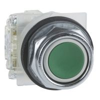 Przycisk kryty Fi-30mm zielony 2 pozycyjny samopowrotny 1 NO metalowy ośmiokątny Harmony 9001K | 9001KR1GH5 Schneider Electric