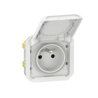 Gniazdo 2P+Z zaciski śrubowe mechanizm 16A - 250V~ białe, Nowe Plexo | 069624L Legrand