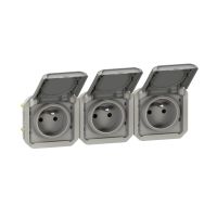 Gniazdo 3x2P+Z poziome komplet mechanizm 16A ‑ 250V AC szare, NOWE PLEXO 55 | 069564L Legrand