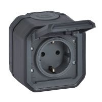Gniazdo schuko 2P+Z zaciski auto komplet natynkowy 16A-250V~, antracyt, Nowe Plexo | 069799L Legrand