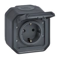 NOWE PLEXO - GN. SCHUKO 2P+Z ZACISKI ŚRUB KOMPLET NATYNKOWY 16A-250V~ ANTRACYT | 069783L Legrand