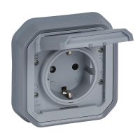 Gniazdo schuko 2P+Z zaciski śrub komplet podtynkowy 16A-250V~ szare, Nowe Plexo | 069833L Legrand