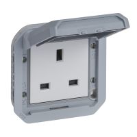 NOWE PLEXO - GN. STD. BRYTYJSKI 2P +Z ZACISKI ŚRUB MECHANIZM 13A-250V~ SZARE | 069585L Legrand