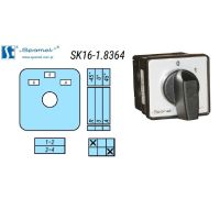 Łącznik krzywkowy SK16-1.8364/P03 R-0-A(45st) 16A, mocowany do pulpitu pokrętło czarne IP65 | SK16-1.8364\P03 R-0-A Spamel