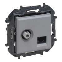 Gniazdo TV typu "f" typu gwiazda 1,5 dB + RJ45 kat. 6 UTP, aluminium, NILOE STEP | 863377B Legrand