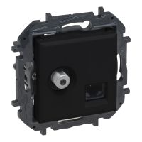 Gniazdo TV typu "f" typu gwiazda 1,5 dB + RJ45 kat. 6 UTP, czarny, NILOE STEP | 863577B Legrand