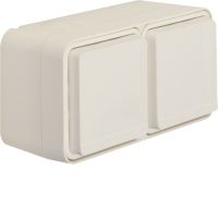 Gniazdo z uziemieniem 2P+Z 2-kr poziome, 2 wejścia, kompletne, IP55, biały, W.1 | WNC122B Hager