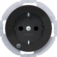 Gniazdo SCHUKO z d. kontr. LED czarny, R.x | WLS1463BG Hager