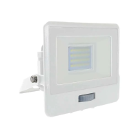 Naświetlacz LED V-TAC 20W SAMSUNG CHIP czujnik ruchu biały Z mufą VT-128S 6500K 1510lm 5 lat gwaranc | 3800157661317 LED EUROPE