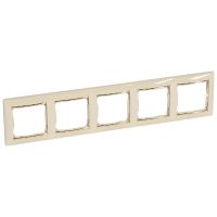 Ramka pięciokrotna pozioma, krem/złoto, Valena | 774155 Legrand