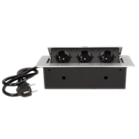 Gniazda wpuszczane w blat z płaskim frezowanym rantem i przewodem 1,5m, 3x2P+Z, srebrne | OR-AE-1337/G Orno