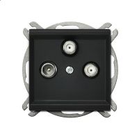 Gniazdo antenowe RTV-SAT z dwoma wyjściami SAT, czarny metalik, SONATA | GPA-R2S/m/33 Ospel