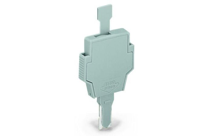 Wtyk bezpiecznikowy z uchwytem, z otworem na LED, do samodzielnego montażu, szer. 6mm, szary | 281-512 Wago